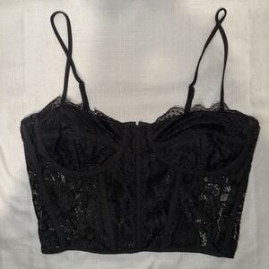 Altar'd State Lace Bustier Corset Top Black Lingerie Size S Goth 90s Y2K Vampy
